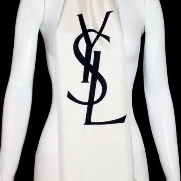 Yves Saint Laurent Accessories - YSL logo Babe blue  silk scarf